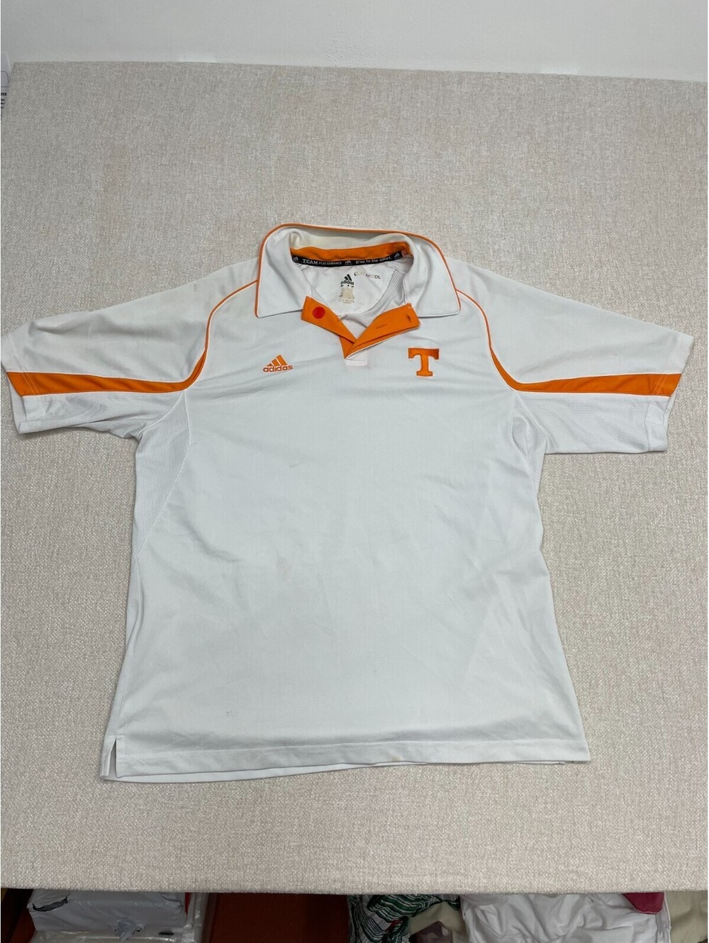 adidas Tennessee Volunteers Polo Shirt Mens L White Orange ClimaCool Team Issued